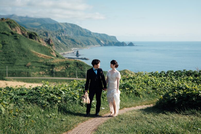 積丹・神居岬でのウェディングフォト