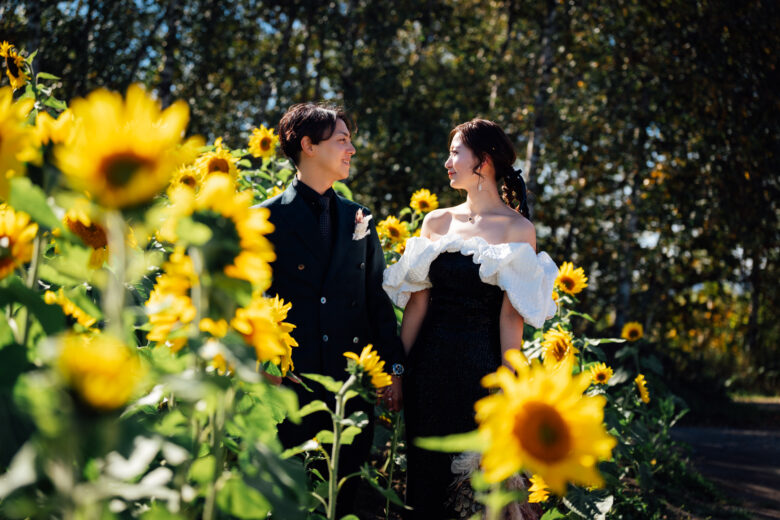 ひまわりも夏のウェディング撮影にぴったり
