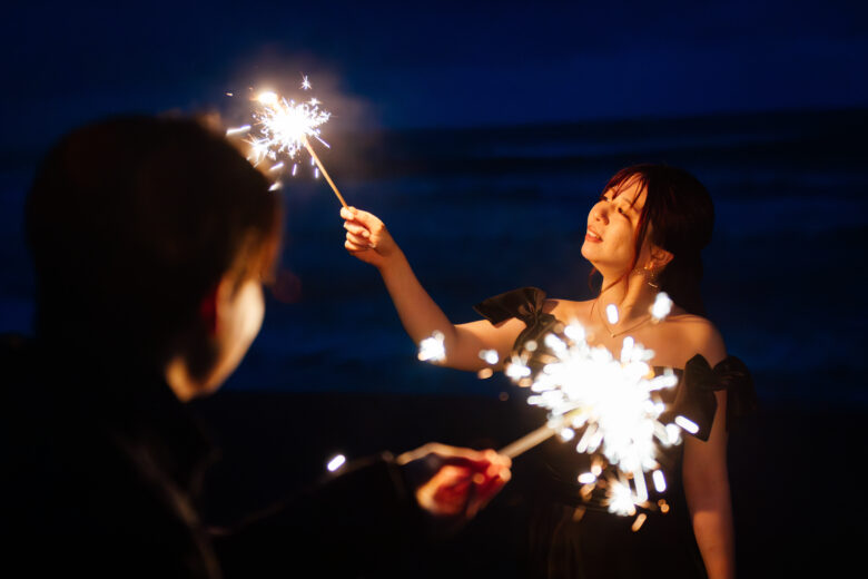 石狩ウェディング前撮り花火フォト