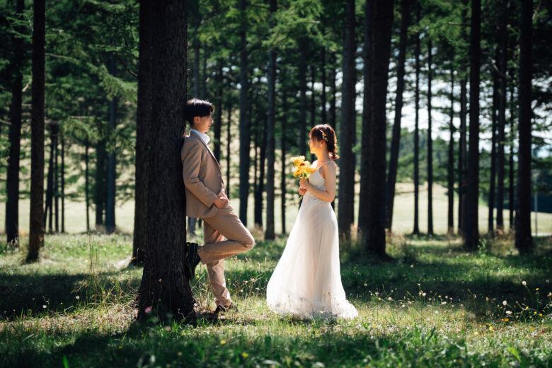 夏のモエレ沼公園でウェディング前撮り