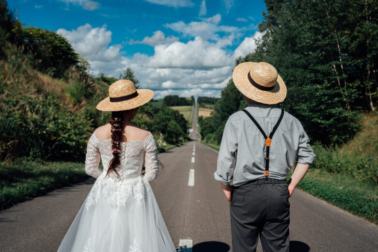 富良野のジェットコースターの路でウェディングフォト&オープニングムービー