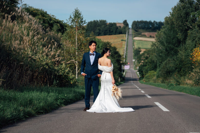 富良野のジェットコースターの路でウェディングフォト&オープニングムービー