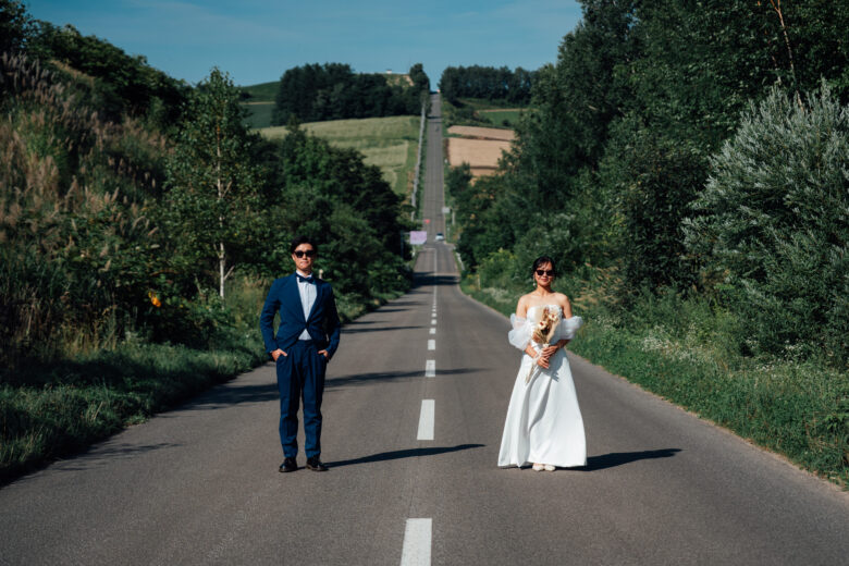 富良野のジェットコースターの路でウェディングフォト&オープニングムービー